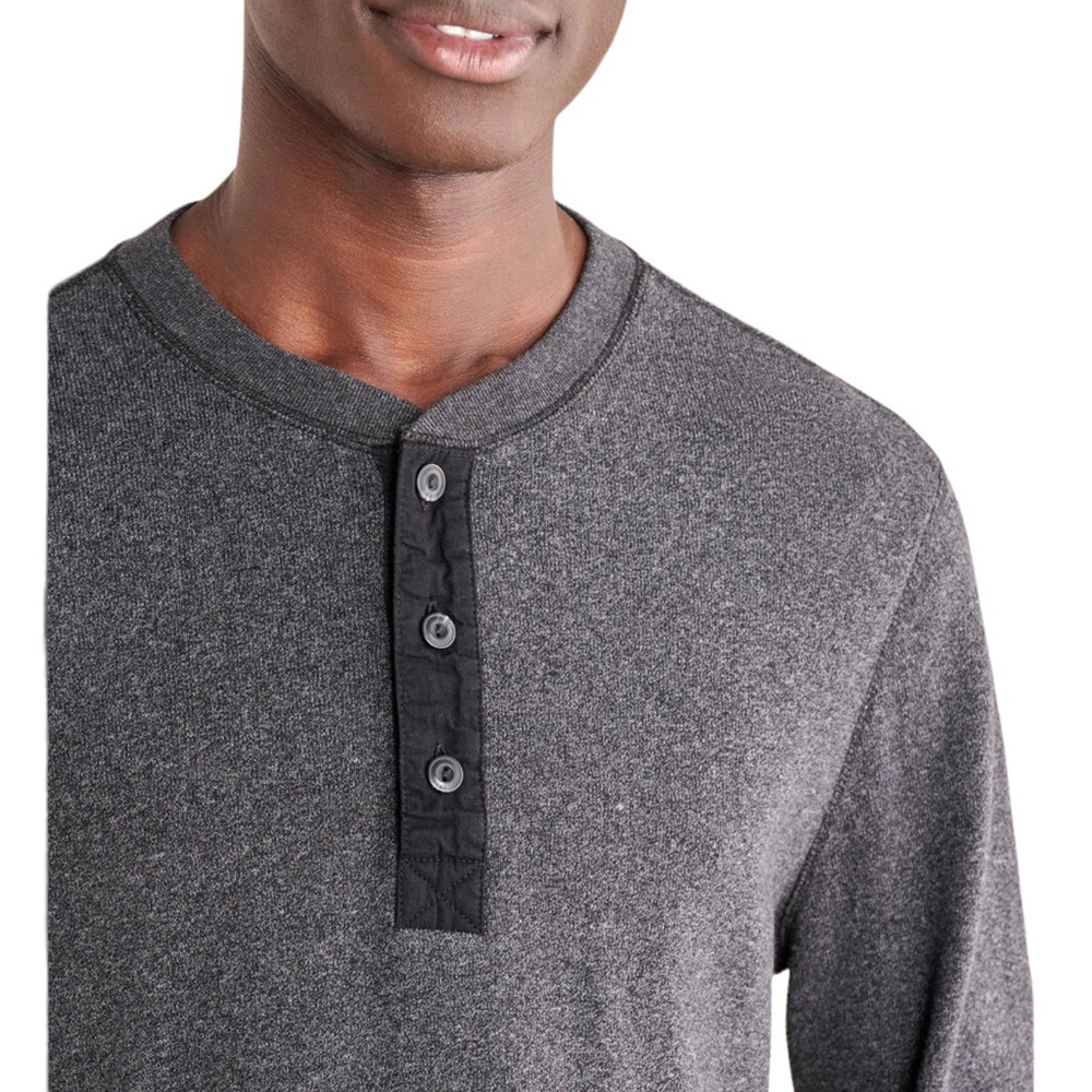 Roots Men’s Killarney Pepper Henley Shirt Grey Black Long Sleeve Top Siz… - Picture 3 of 16